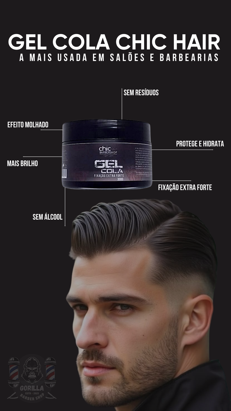Gel Cola Compre 250g Leve 300g fixaçao profissional Chic Hair